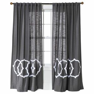1 - 86x52 Target Threshold Grey Embroidered Curtain panel